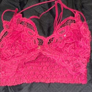 Free People Lace Bralette in Vibrant Pink